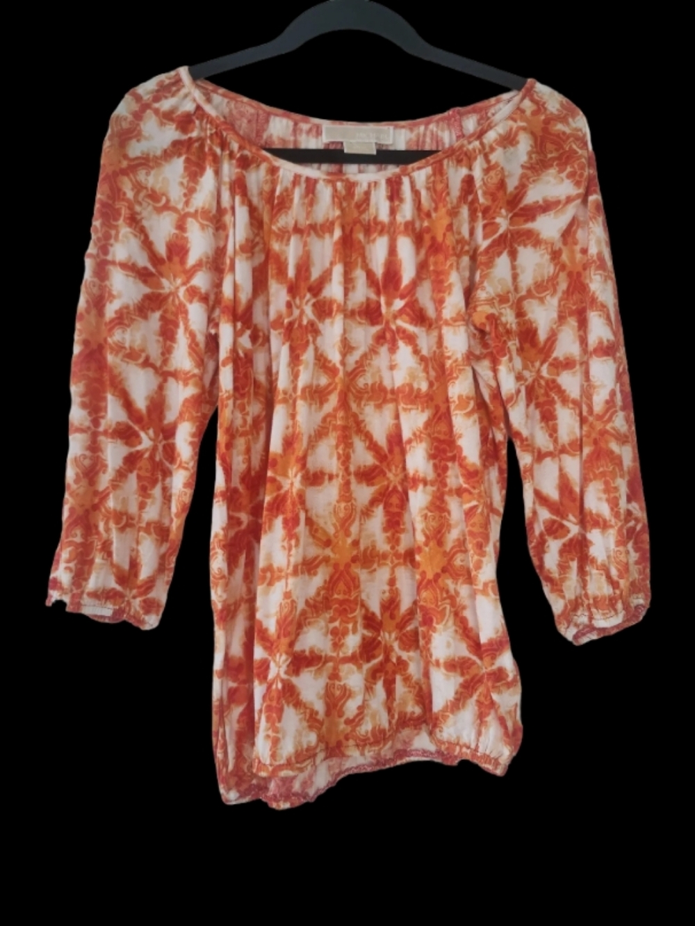 Women’s Orange and White Peasant Top